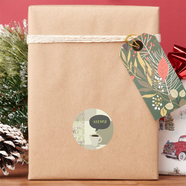 Adesivo Redondo Autocolantes de Menu Café (Criador carregado)