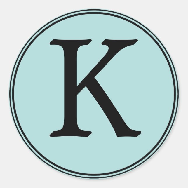 Adesivo Redondo Autocolantes de monograma azul e preto (Frente)