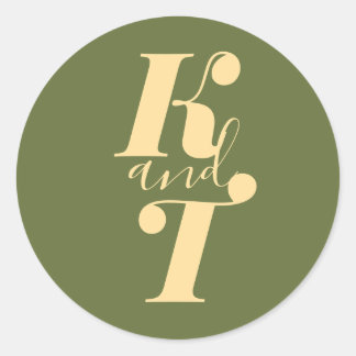 Adesivo Redondo Autocolantes de Monograma de Casamento Boho