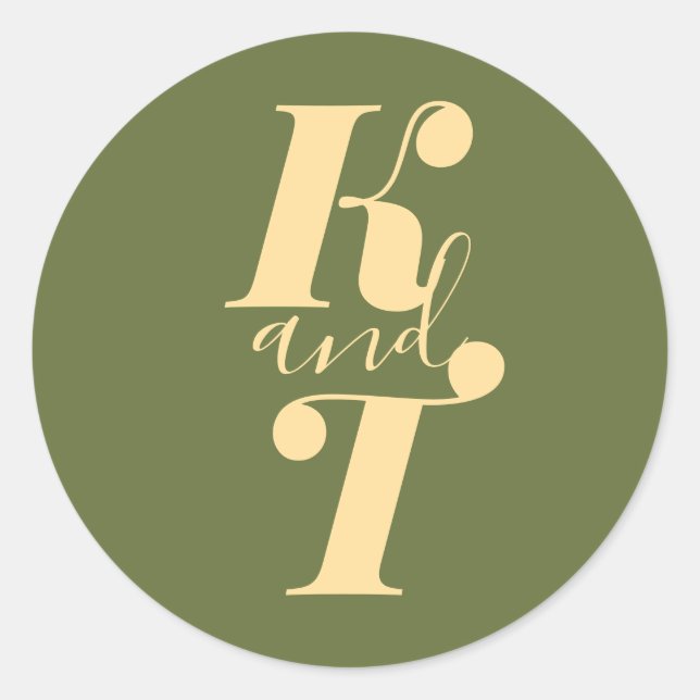 Adesivo Redondo Autocolantes de Monograma de Casamento Boho (Frente)