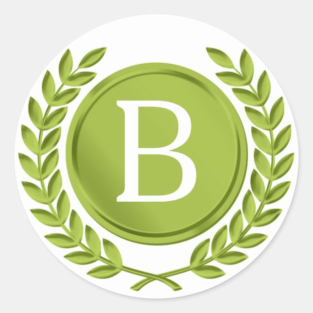 Adesivo Redondo Autocolantes de monograma verde (Frente)