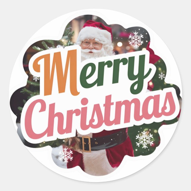 Adesivo Redondo Autocolantes de Natal: Novo Modelo Festivo (Frente)