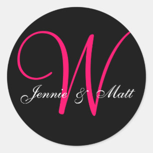 Adesivo Redondo Autocolantes de Nomes de Noivos Monogramas Persona