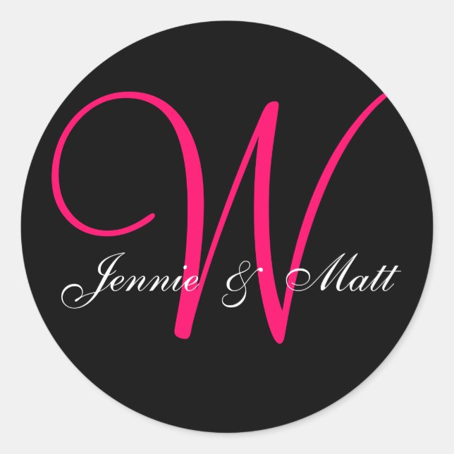 Adesivo Redondo Autocolantes de Nomes de Noivos Monogramas Persona (Frente)