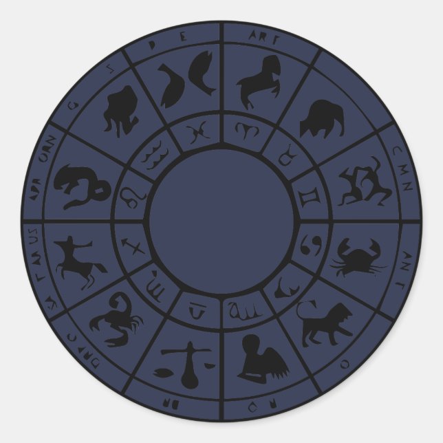 Adesivo Redondo autocolantes de ouro da astrologia zodíaca do horó (Frente)