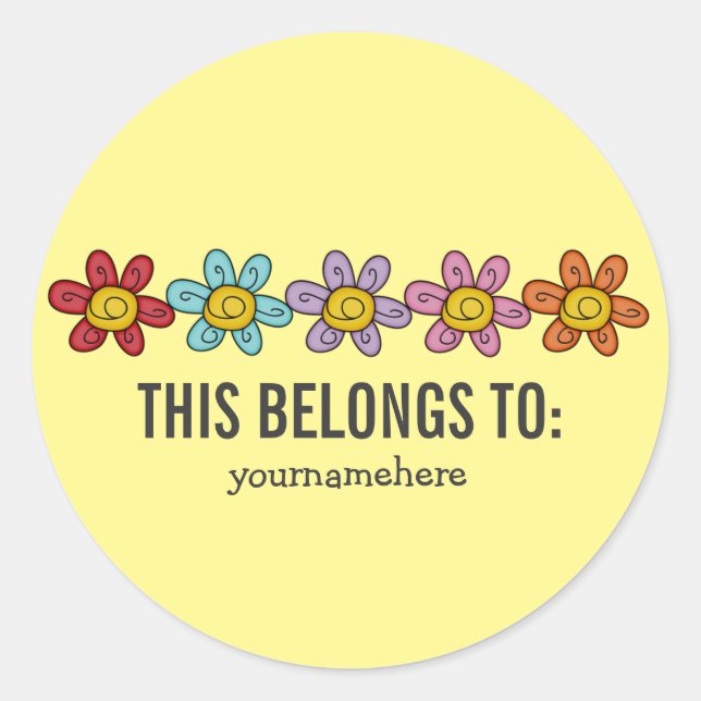 Adesivo Redondo Autocolantes de porta branca {ESTE PERTENCE A} (Frente)