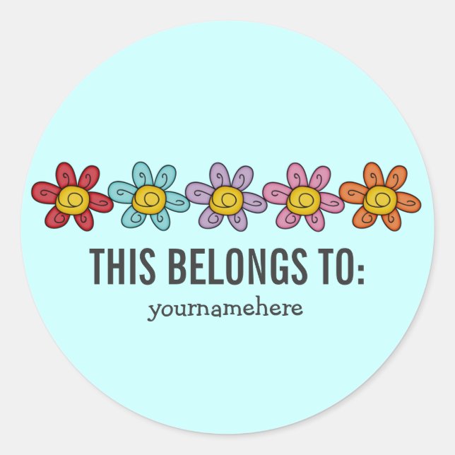 Adesivo Redondo Autocolantes de porta branca {ESTE PERTENCE A} (Frente)