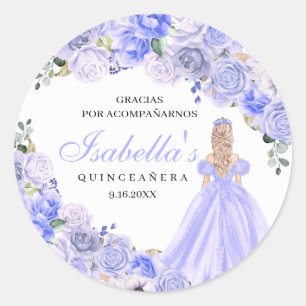 Adesivo Redondo Autocolantes de Quinceanera Azul Periwinkle
