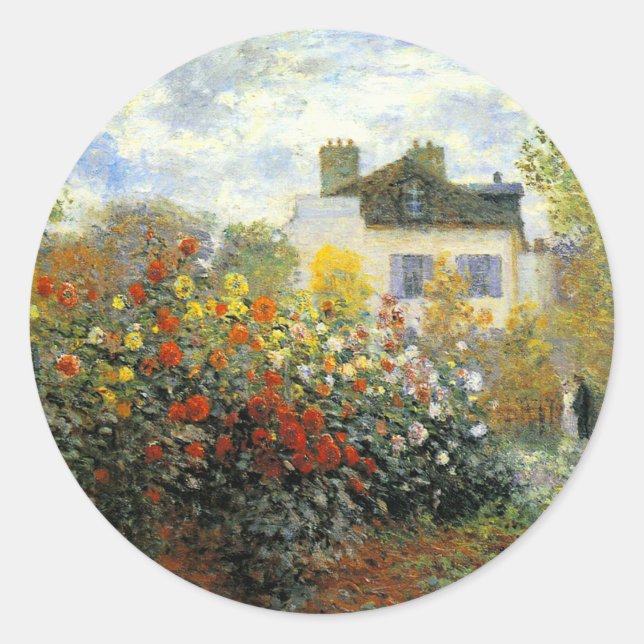 Adesivo Redondo Autocolantes de Rosa de Monet (Frente)