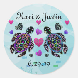 Adesivo Redondo Autocolantes de Tartarugas do Mar