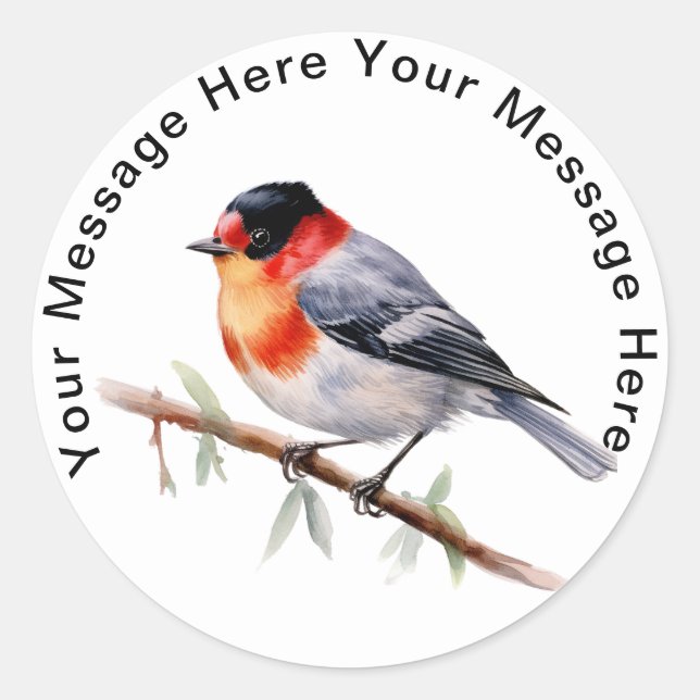 Adesivo Redondo Autocolantes de Warbler com face vermelha (Frente)