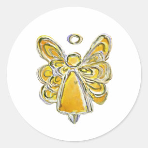 Adesivo Redondo Autocolantes decalques do Anjo do Guardião Amarelo