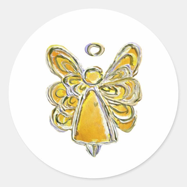 Adesivo Redondo Autocolantes decalques do Anjo do Guardião Amarelo (Frente)