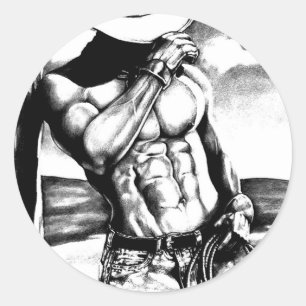 Adesivo Redondo Autocolantes desenhando cowboy ocidental