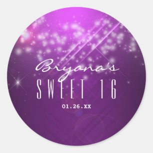 Adesivo Redondo Autocolantes do Clube Sparkle Fuchsia Purple