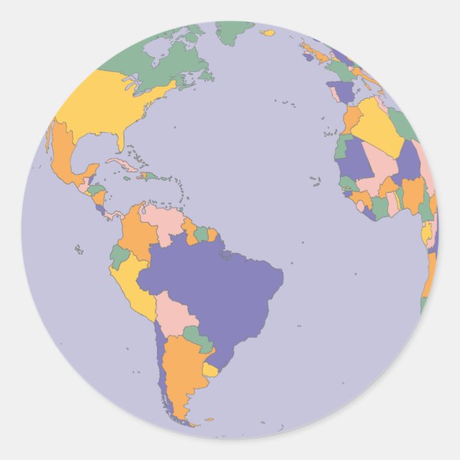 Adesivo Redondo autocolantes do mapa global (Frente)