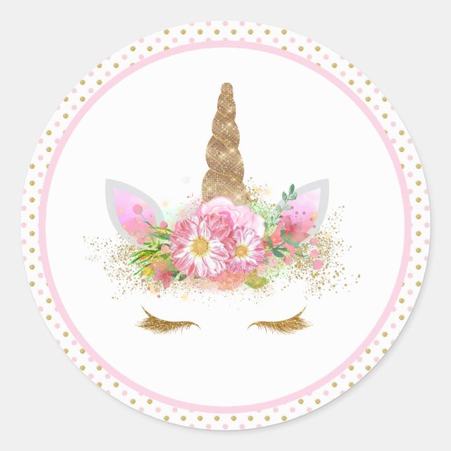 Adesivo Redondo Autocolantes do Unicorn (Frente)