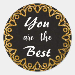 Adesivo Redondo Autocolantes Dourados de Apreciação de Mandala