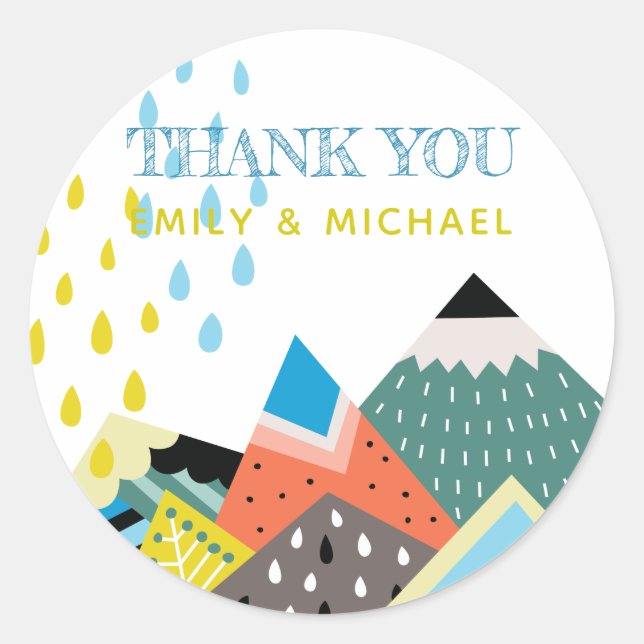 Adesivo Redondo Autocolantes escandinavos de arte popular - Favore (Frente)