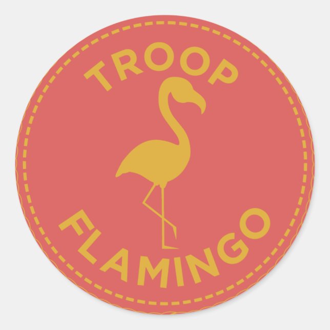 Adesivo Redondo Autocolantes Flamingo de Tropa IGGPPCamp (Frente)