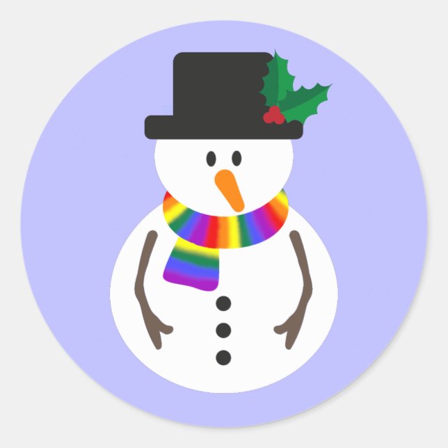Adesivo Redondo Autocolantes LGBT+ Orgulho Snowman (Frente)