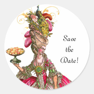 Adesivo Redondo Autocolantes Marie Antoinette Peacock "Save the Da