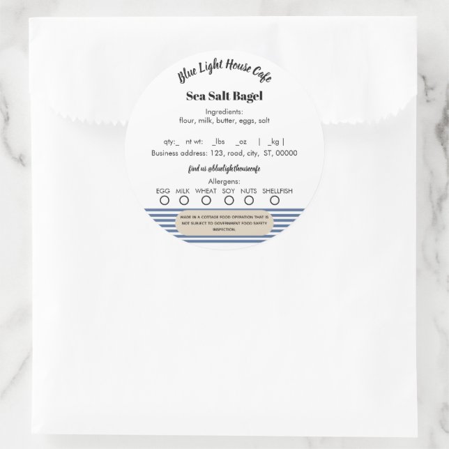 Adesivo Redondo Autocolantes modernos de Comida de algodão (Bolsa)