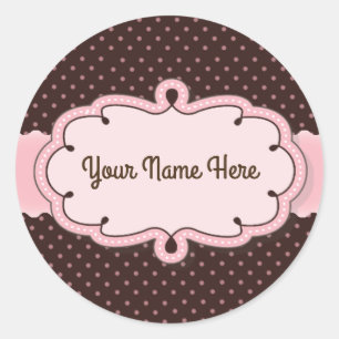 Adesivo Redondo Autocolantes/Monograma Personalizado com Bolinhas