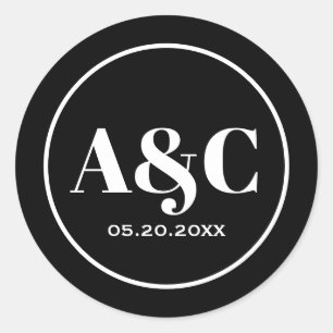 Adesivo Redondo Autocolantes Monogramas minimalistas modernos