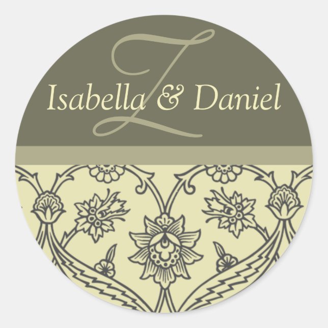 Adesivo Redondo Autocolantes Monogramas Personalizados Para Envelo (Frente)