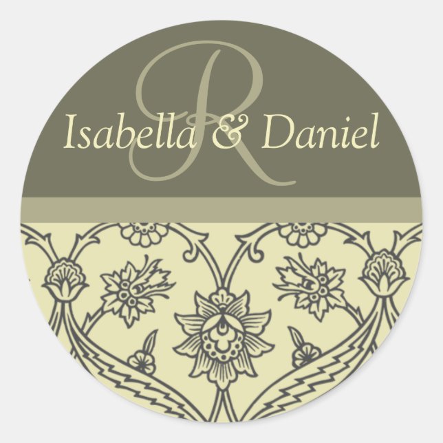 Adesivo Redondo Autocolantes Monogramas Personalizados Para Envelo (Frente)