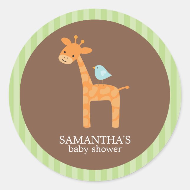 Adesivo Redondo Autocolantes para Chás de fraldas Safari (Frente)