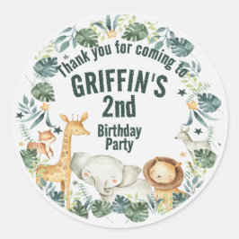 Adesivo Redondo Autocolantes Personalizados da Selva Safari Animal