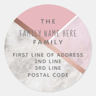 Adesivo Redondo Autocolantes personalizados de endereços de mármor