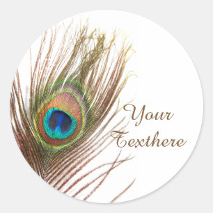 Adesivo Redondo Autocolantes personalizados de penas de peacock