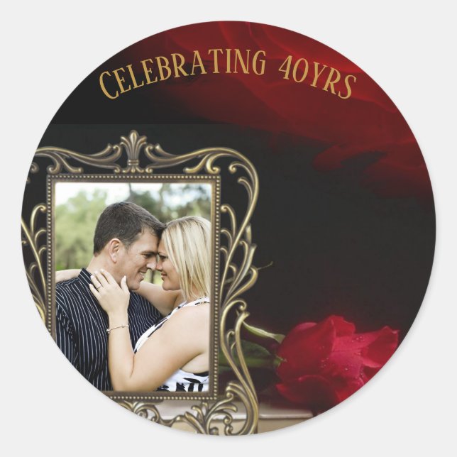 Adesivo Redondo Autocolantes personalizados - Tema de ROSA do Ruby (Frente)