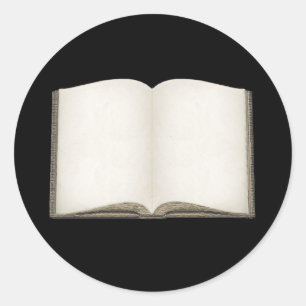 Adesivo Redondo Autocolantes personalizáveis de livros abertos