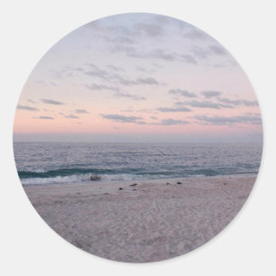 Adesivo Redondo Autocolantes 'Pink & Blue Beach no Dawn'