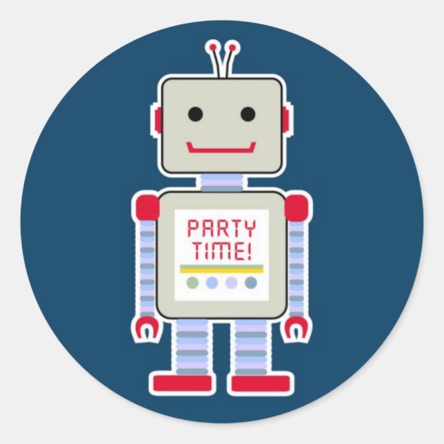 Adesivo Redondo Autocolantes robôs (Frente)