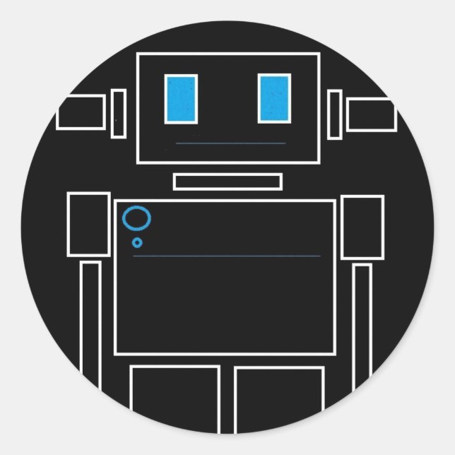Adesivo Redondo Autocolantes robôs (Frente)