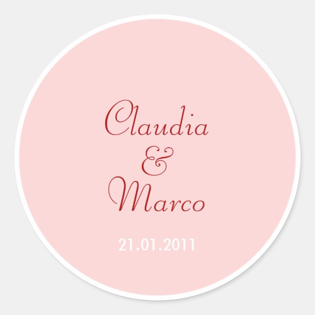 Adesivo Redondo Autocolantes rosa para presentes de convidado o. (Frente)