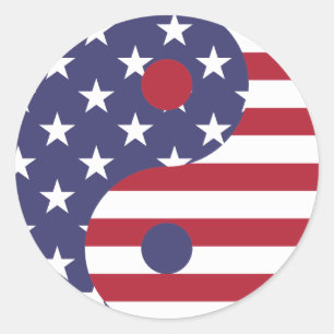 Adesivo Redondo autocolantes Yang Yin Yang, bandeira americana
