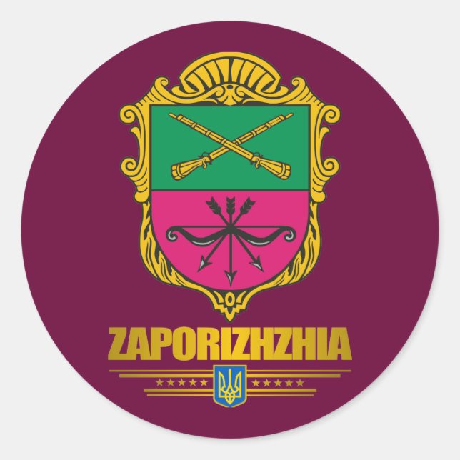 Adesivo Redondo Autocolantes "Zaporizhia (Zaporozhye)" (Frente)