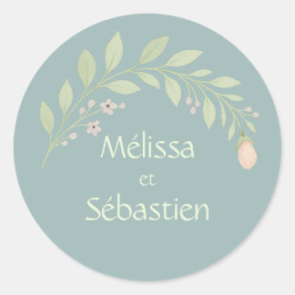 Adesivo Redondo Autocollant carte-retour mariage, cadeau floral