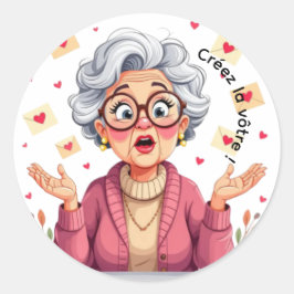 Adesivo Redondo Autocollant femme âgée heureuse recevant des lettr