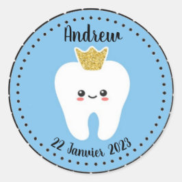 Adesivo Redondo Autocollant personnalisé Première Dent Bébé Garçon
