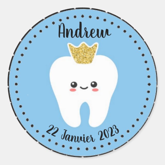 Adesivo Redondo Autocollant personnalisé Première Dent Bébé Garçon (Frente)