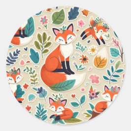 Adesivo Redondo Autocollant rond renard roux