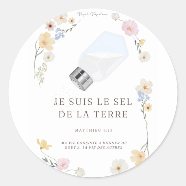 Adesivo Redondo Autocollants  "Je suis le sel de la Terre" (Frente)