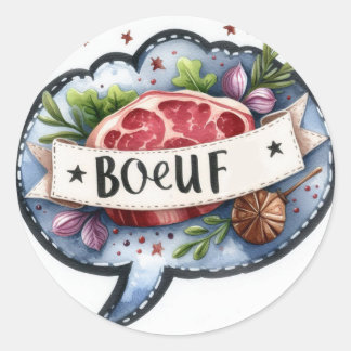 Adesivo Redondo Autocollants ronds classiques (Boeuf)